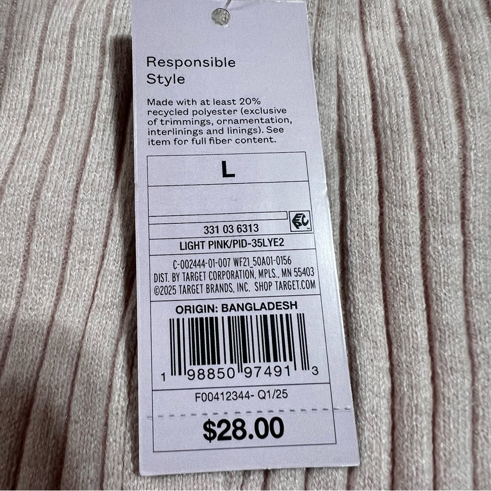 NWT Wild Fable Blush Pink Ruffle Hem Cardigan- L - Picture 4 of 6